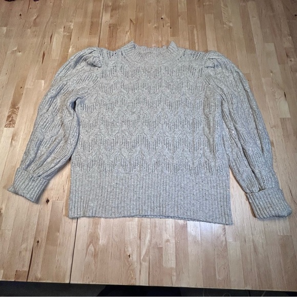 Express Tan with Gold Sequins Cable Knit Sweater - Picture 4 of 15